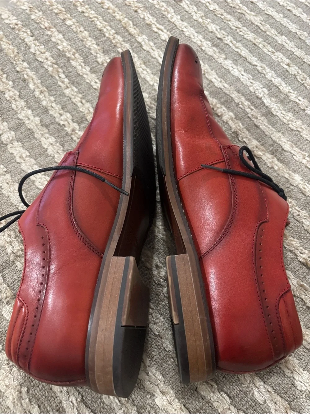 Stacy Adams Fletcher Wingtip Oxford Red Men's Dress Leather Shoes Size: 10
